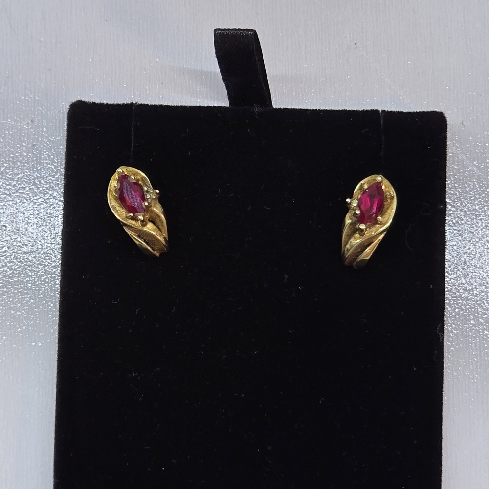 10k Ruby Earrings - image 2